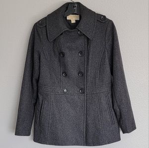 Michael Kors Gray Wool Double Breasted Peacoat Pea Coat Women's Jacket / S.